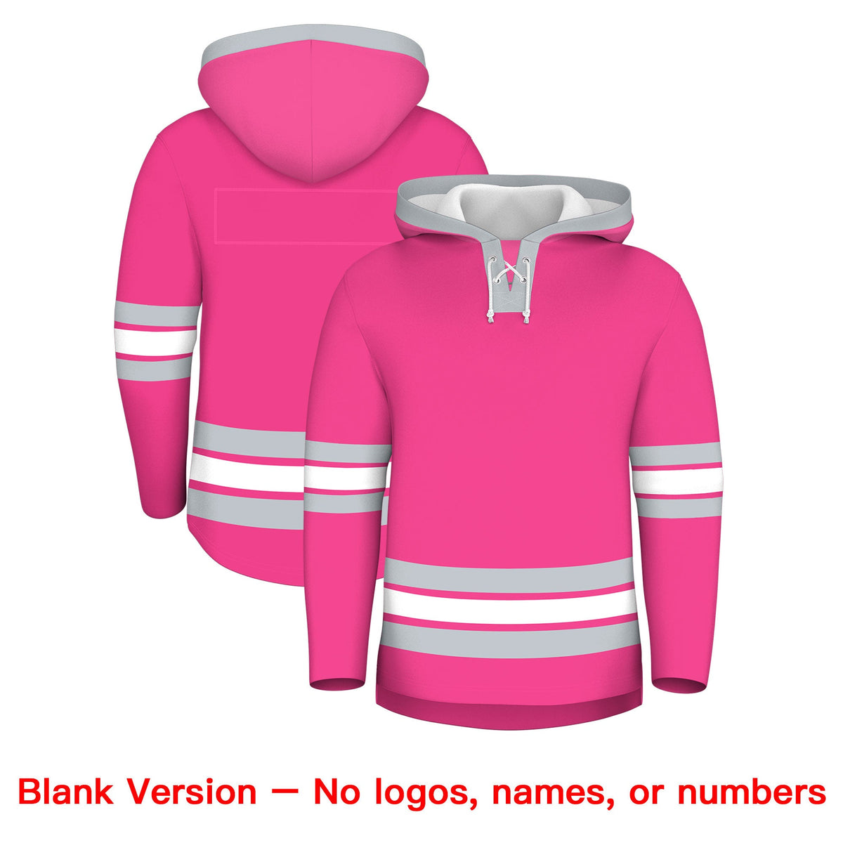 Custom Hockey Hoodie Jersey Pink Silver Classic Style Add Name,Number&amp;Logo