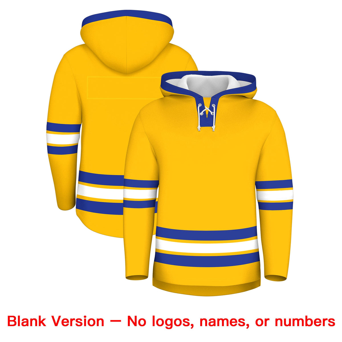 Custom Hockey Hoodie Jersey Gold Royal Blue Classic Style for Men&amp;Youth