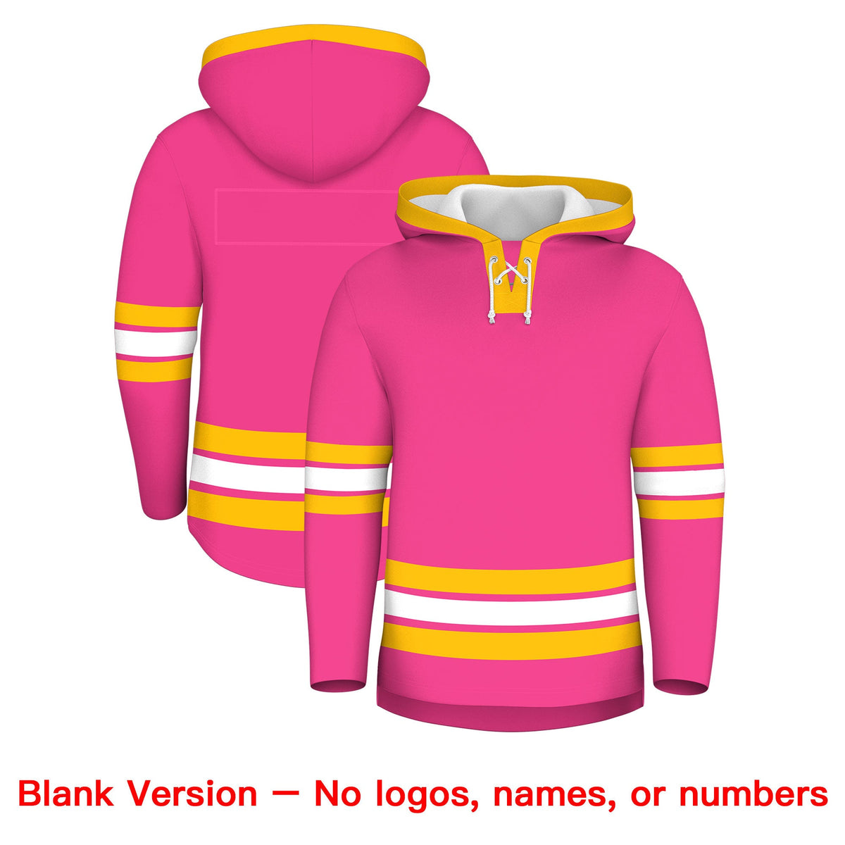 Custom Hockey Hoodie Jersey Pink Gold Classic Style Add Name,Number&amp;Logo