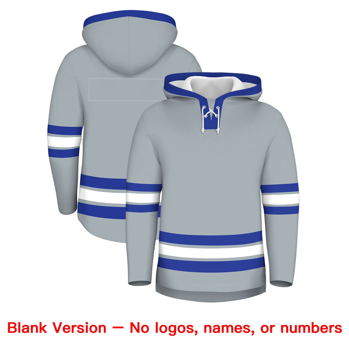 Custom Hockey Hoodie Jersey Silver Royal Blue Classic Style Add Name,Number&amp;Logo