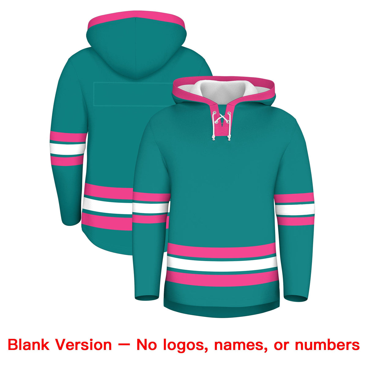 Custom Hockey Hoodie Jersey Teal Pink Classic Style for Men&amp;Youth