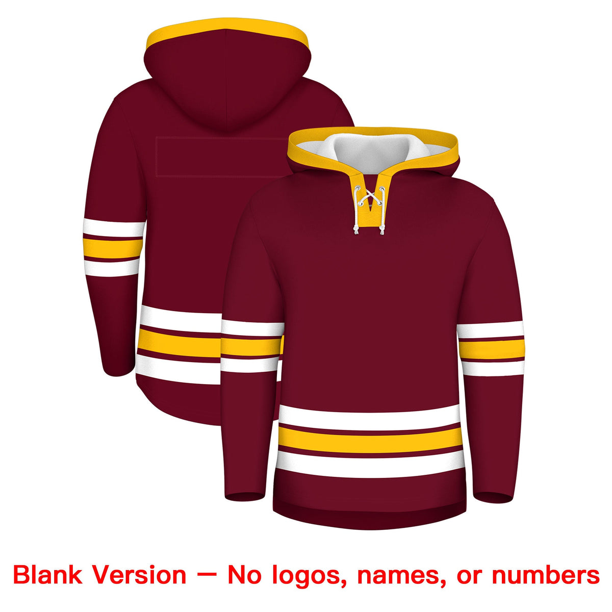 Custom Hockey Hoodie Jersey Crimson Gold Classic Style Add Name,Number&amp;Logo