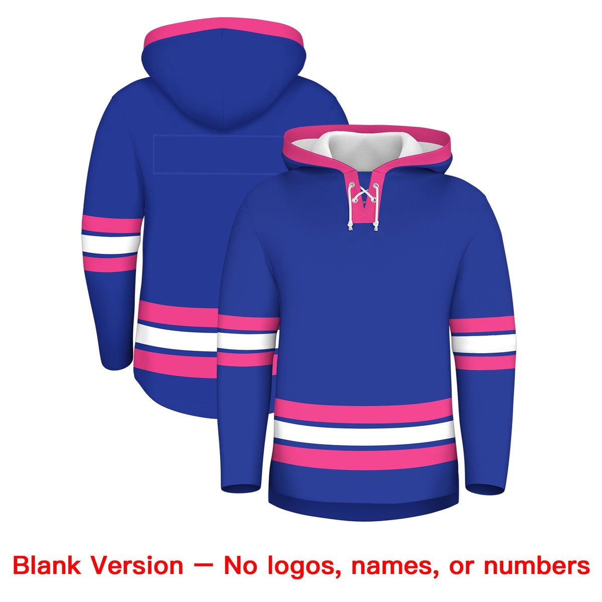 Custom Hockey Hoodie Jersey Royal Blue Pink Classic Style Add Name,Number&amp;Logo