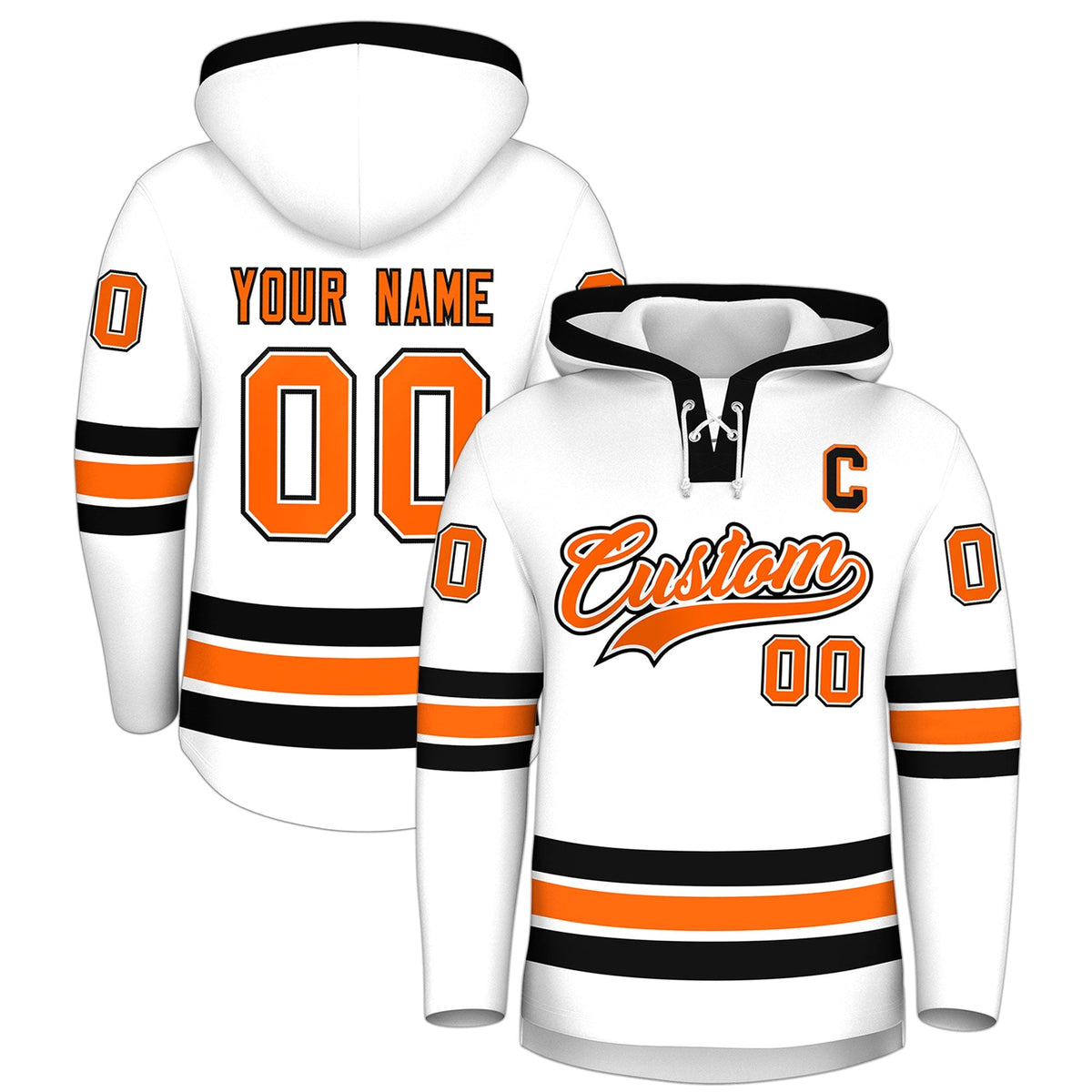 Custom Hockey Hoodie Jersey White Black Classic Style for Men&amp;Youth