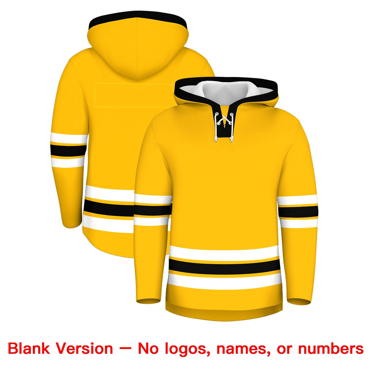 Custom Hockey Hoodie Jersey Gold Black Classic Style Add Name,Number&amp;Logo