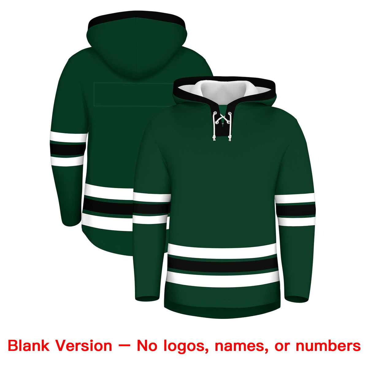 Custom Hockey Hoodie Jersey Dark Green Black Classic Style for Men&amp;Youth