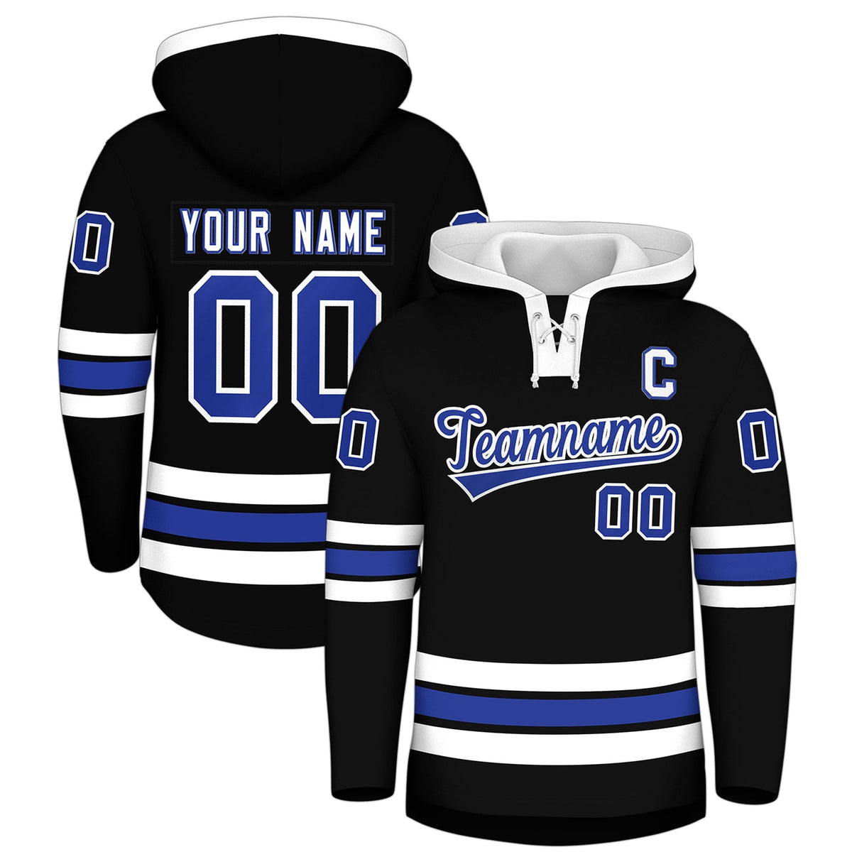 Custom Hockey Hoodie Jersey Black White Classic Style for Men&amp;Youth