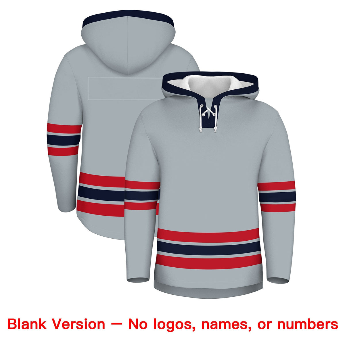 Custom Hockey Hoodie Jersey Silver Navy Classic Style Add Name,Number&amp;Logo