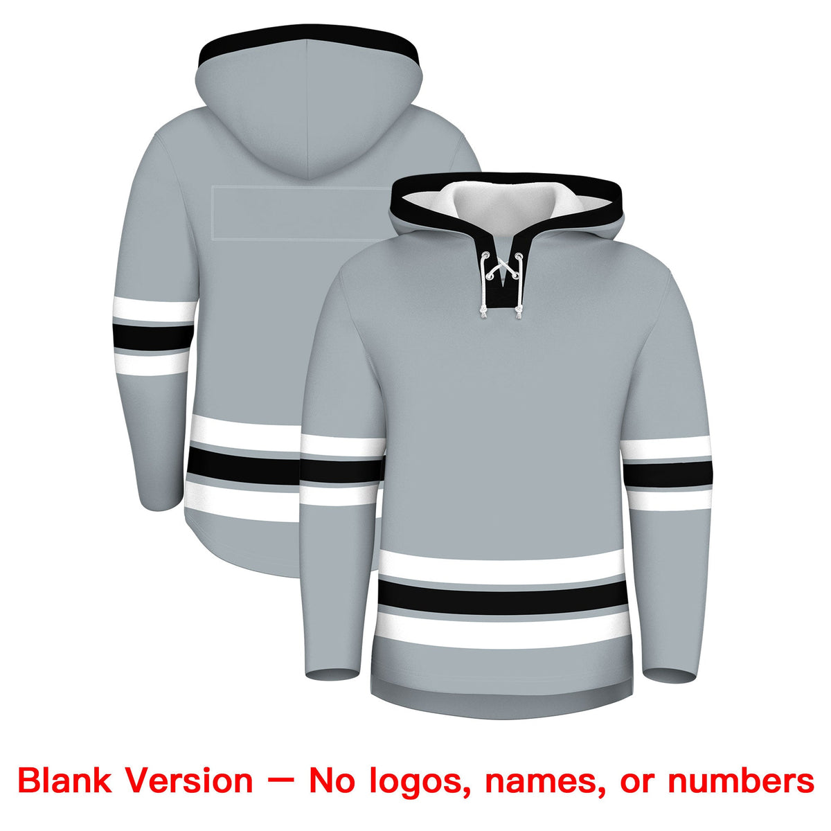 Custom Hockey Hoodie Jersey Silver Black Classic Style for Men&amp;Youth