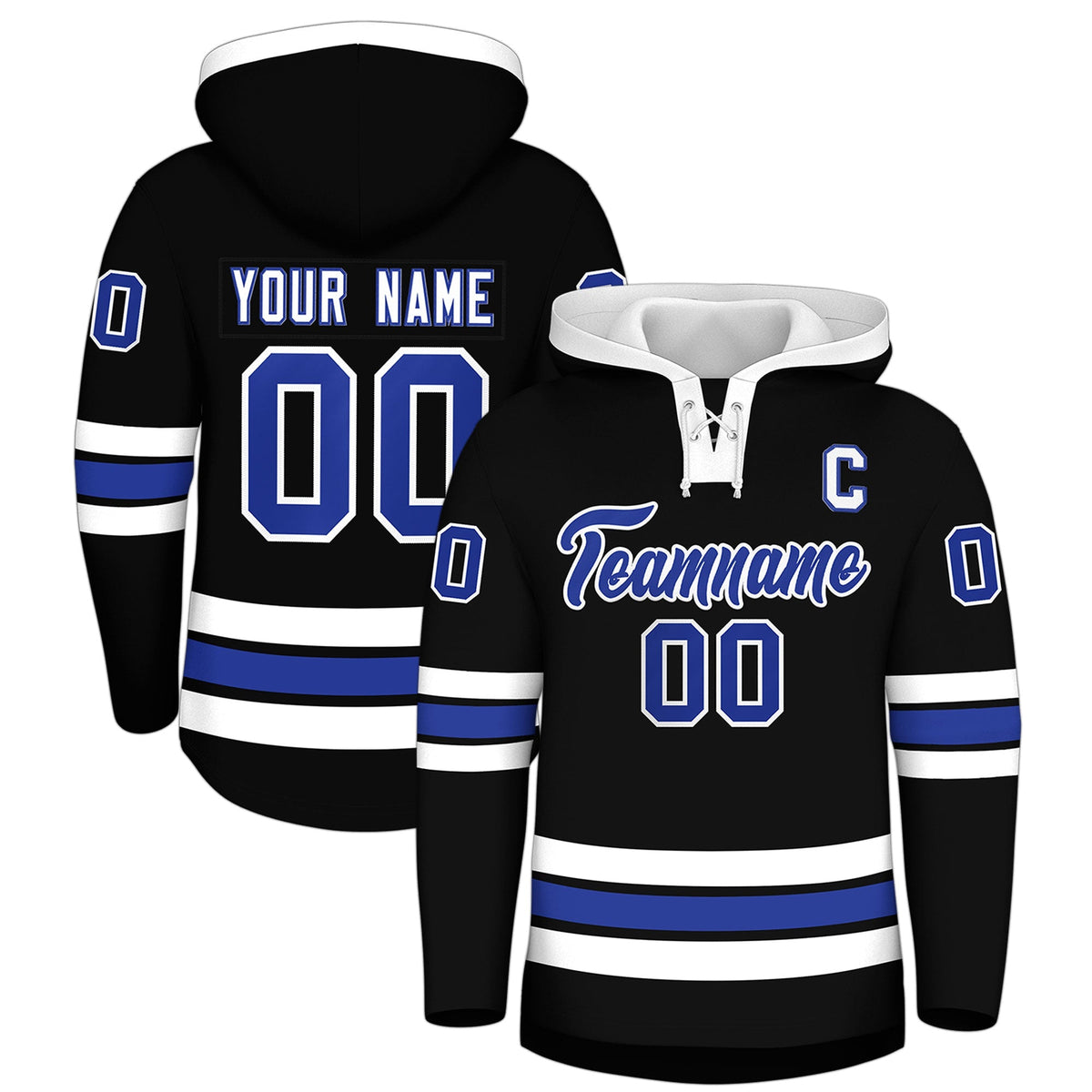 Custom Hockey Hoodie Jersey Black White Classic Style for Men&amp;Youth