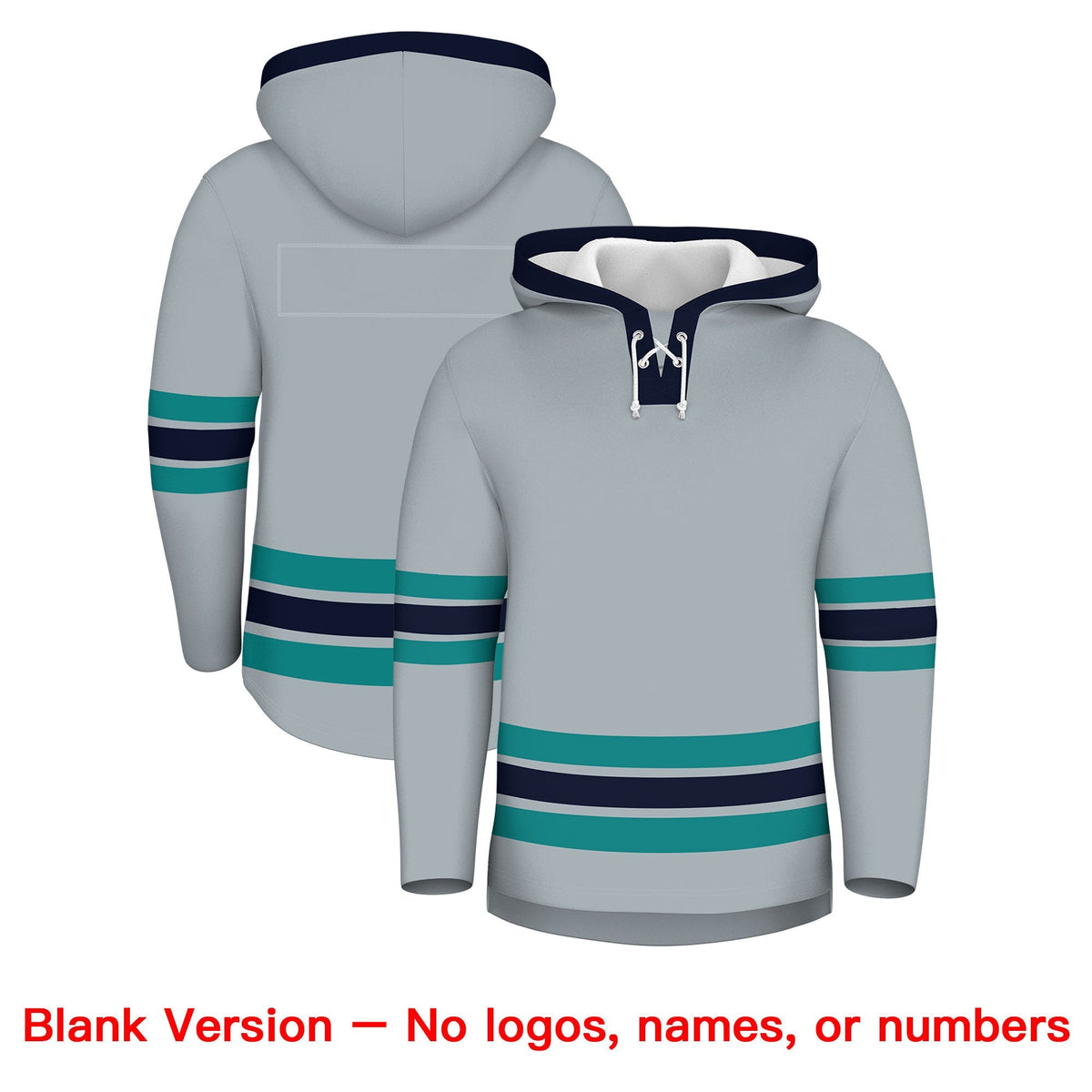 Custom Hockey Hoodie Jersey Silver Navy Classic Style for Men&amp;Youth