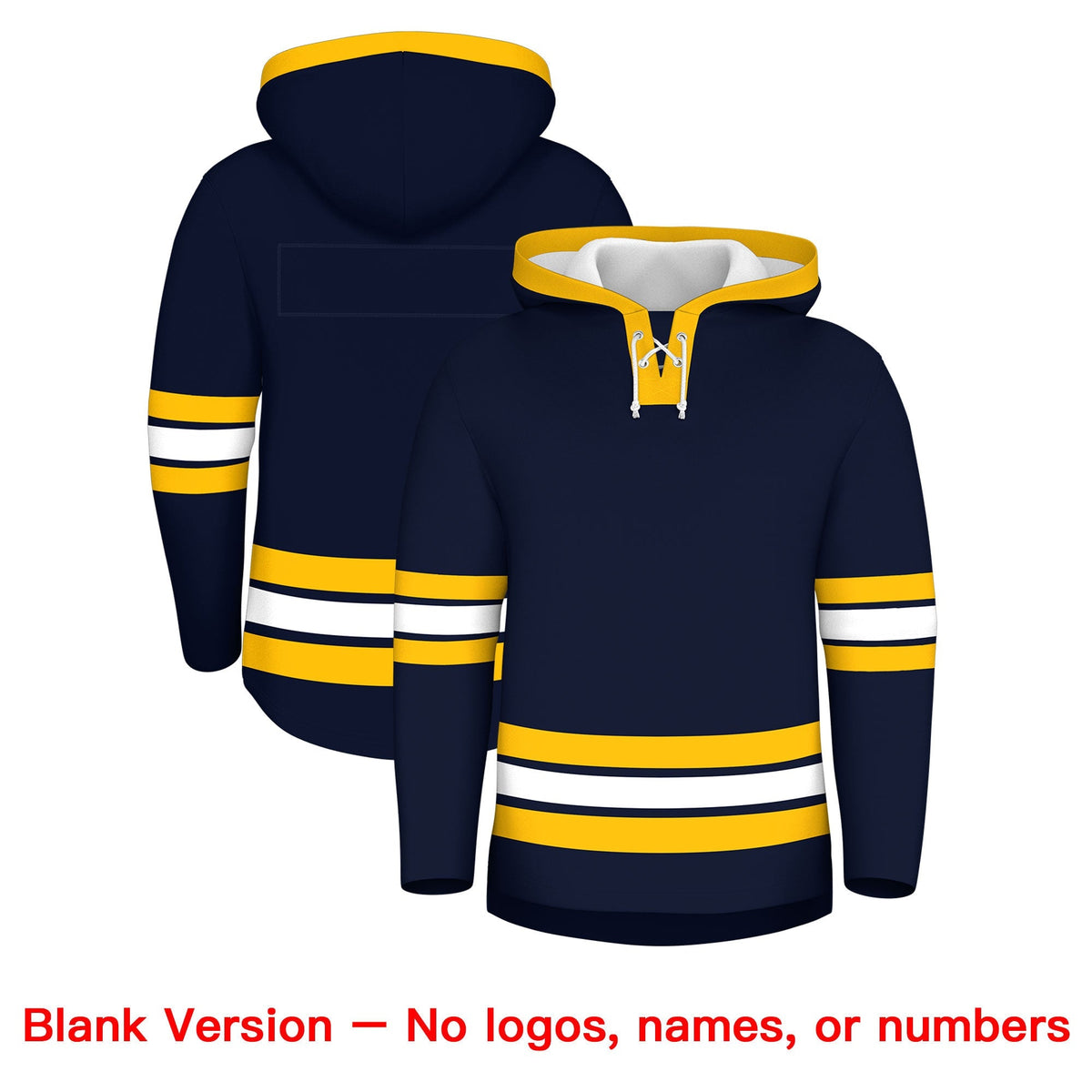 Custom Hockey Hoodie Jersey Navy White Classic Style Add Name,Number&amp;Logo