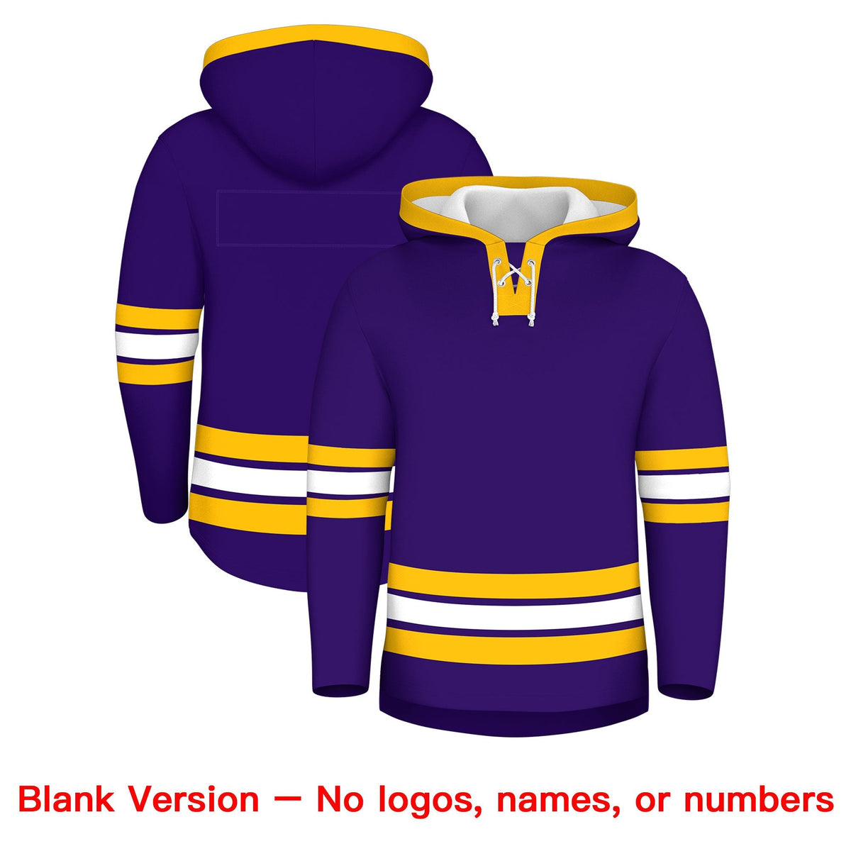 Custom Hockey Hoodie Jersey Purple Gold Classic Style for Men&amp;Youth