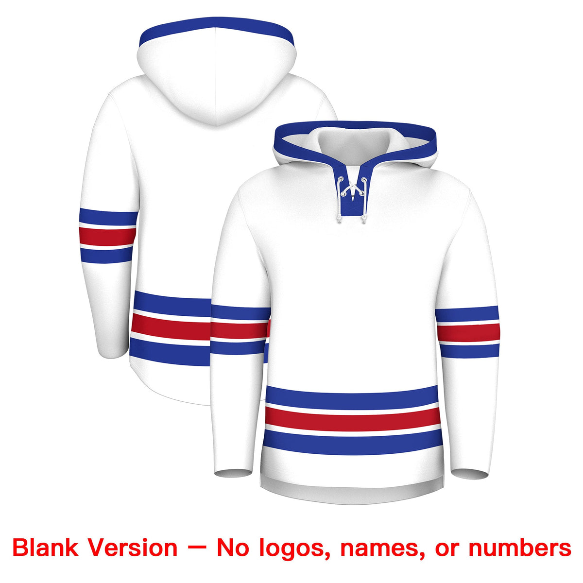 Custom Hockey Hoodie Jersey White Royal Blue Classic Style for Men&amp;Youth