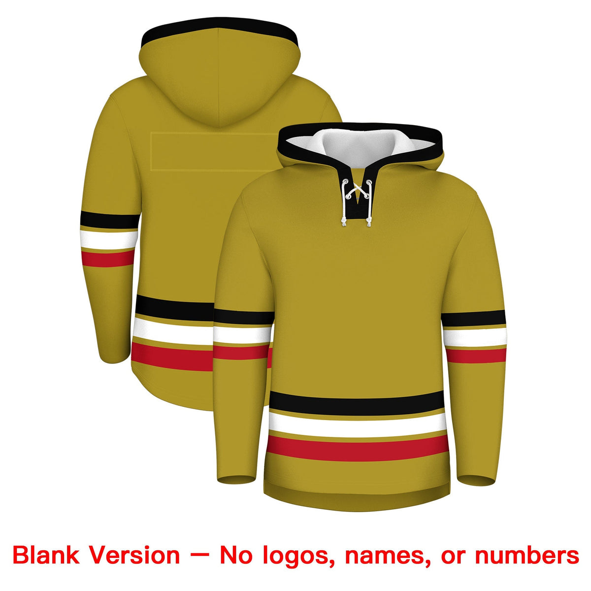Custom Hockey Hoodie Jersey Old Gold Black Classic Style for Men&amp;Youth