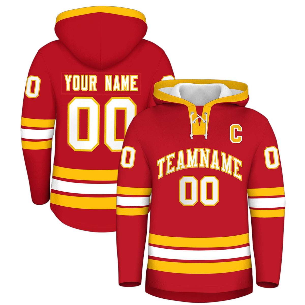 Custom Hockey Hoodie Jersey Red White Classic Style for Men&amp;Youth