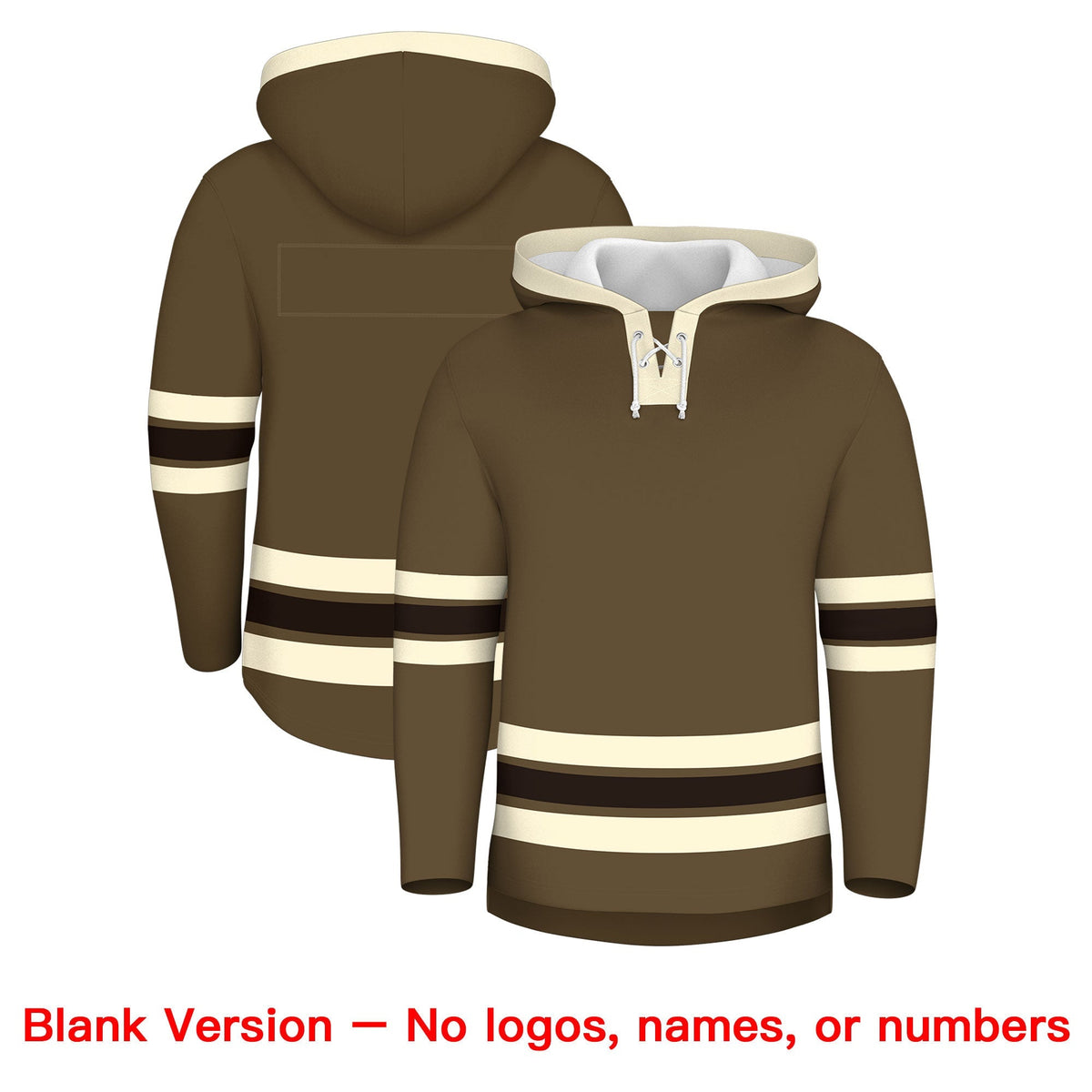 Custom Hockey Hoodie Jersey Light Brown Cream Classic Style Add Name,Number&amp;Logo