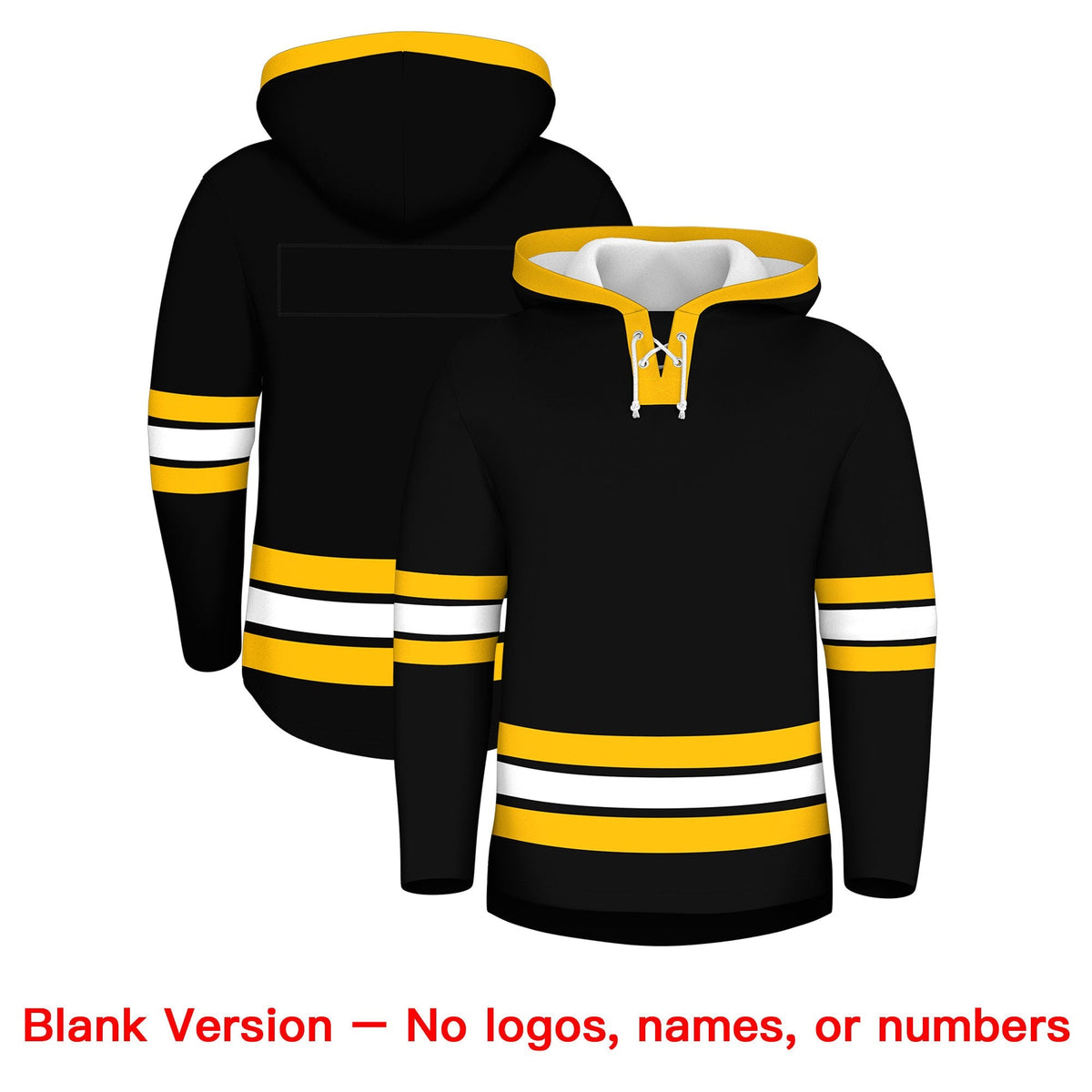 Custom Hockey Hoodie Jersey Black Gold Classic Style for Men&amp;Youth