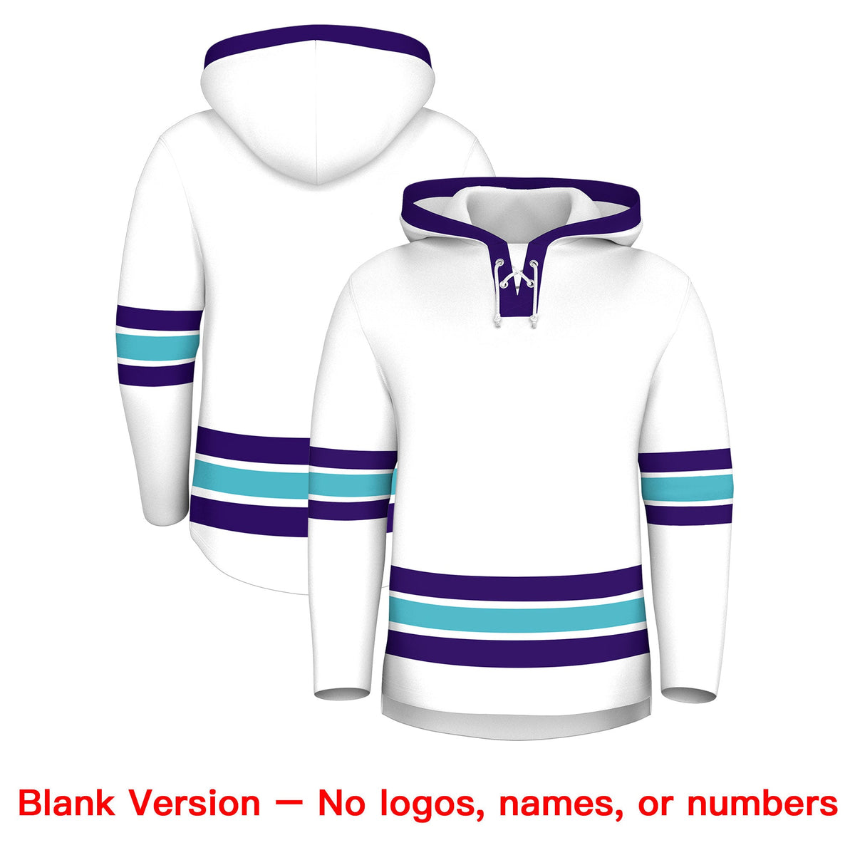 Custom Hockey Hoodie Jersey White Purple Classic Style for Men&amp;Youth