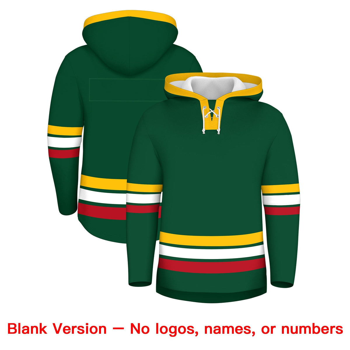 Custom Hockey Hoodie Jersey Dark Green Gold Classic Style Add Name,Number&amp;Logo