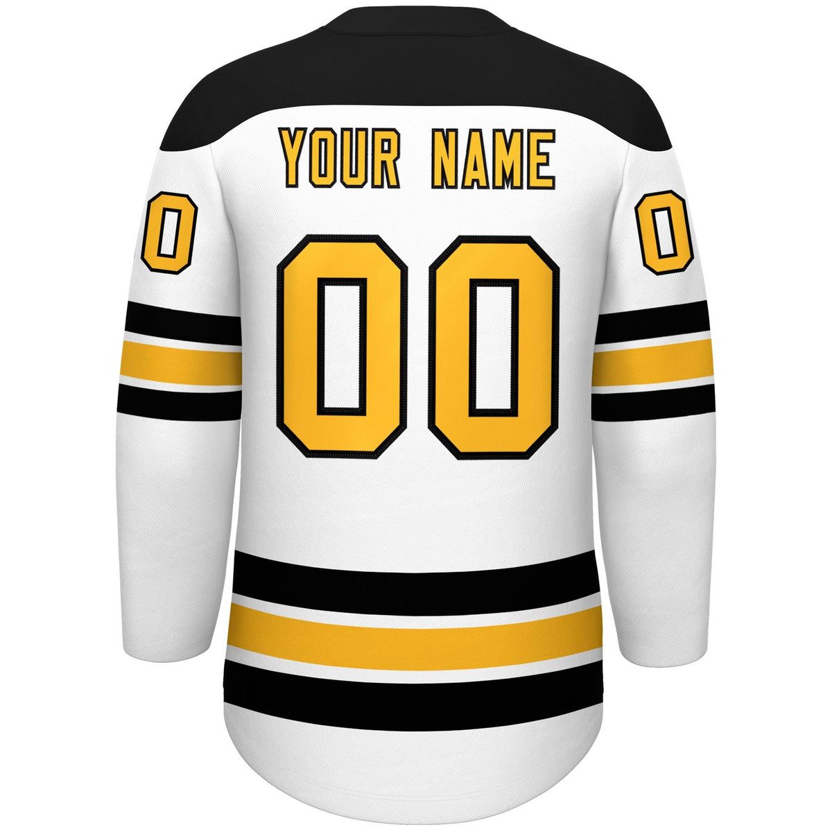 Custom White Black Gold Personalized Classic Lace-Up Neck Hockey Jersey | KXKSHOP