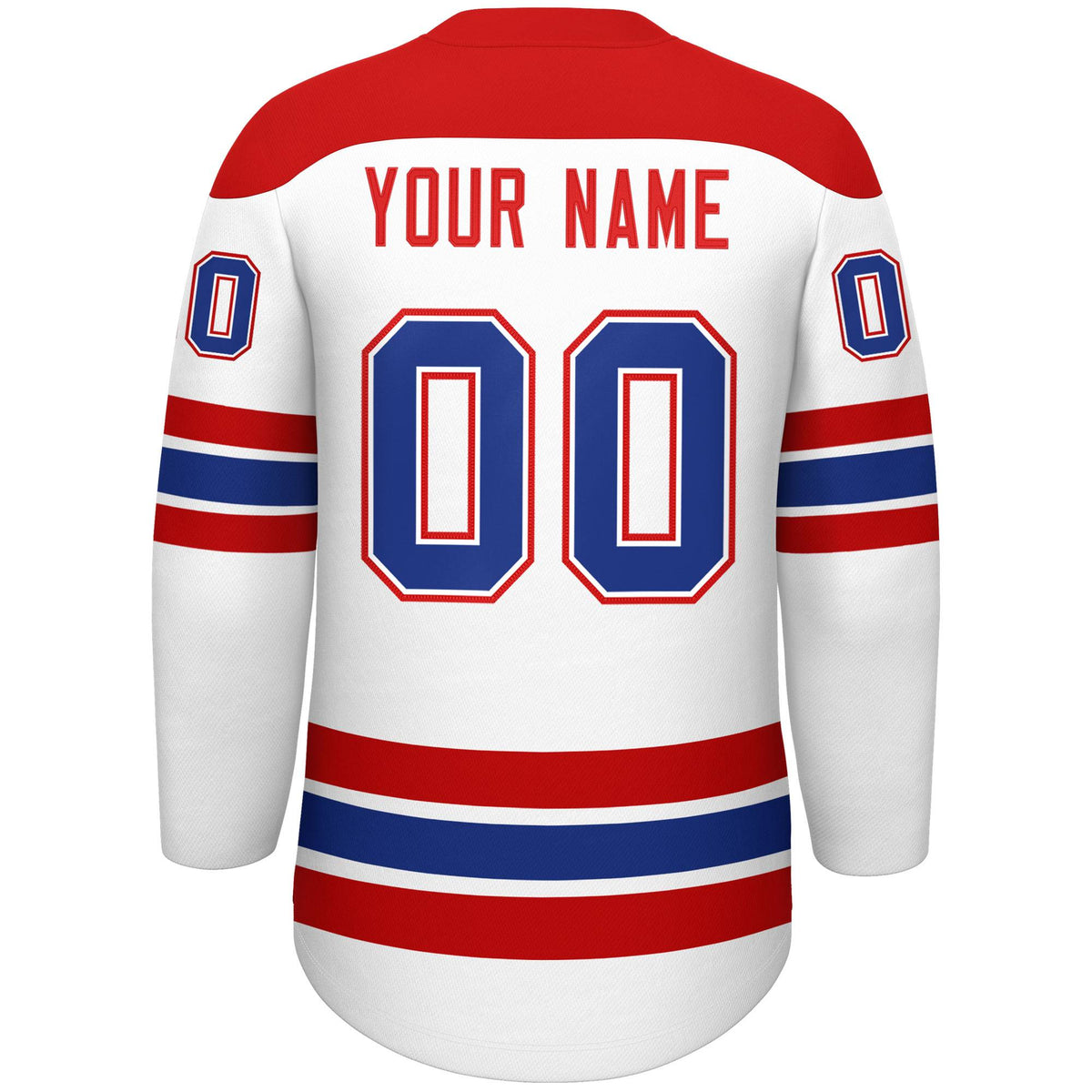 Custom White Red Royal Personalized Classic Lace-Up Neck Hockey Jersey | KXKSHOP