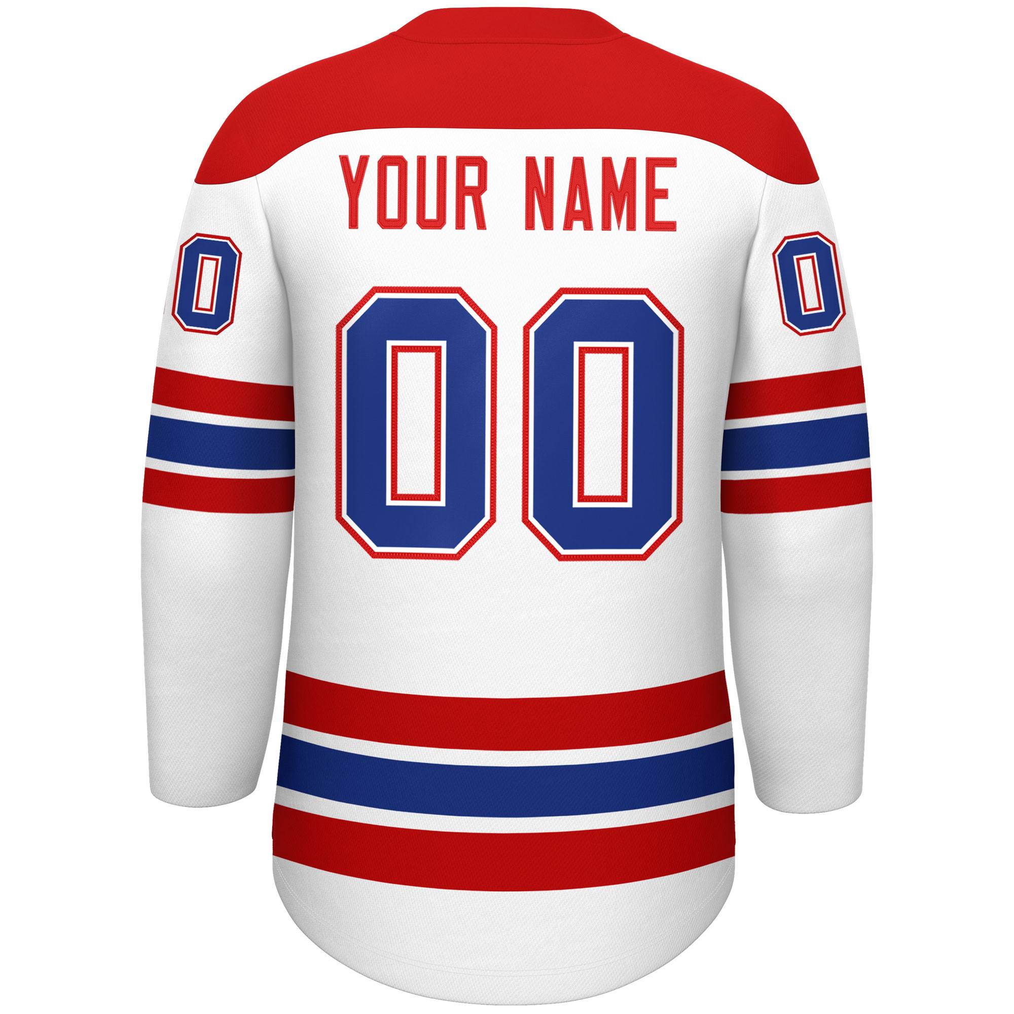 Custom White Red Royal Personalized Classic Lace-Up Neck Hockey Jersey | KXKSHOP