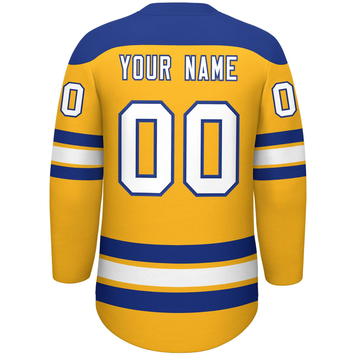 Custom Gold Royal White Personalized Classic Lace-Up Neck Hockey Jersey | KXKSHOP