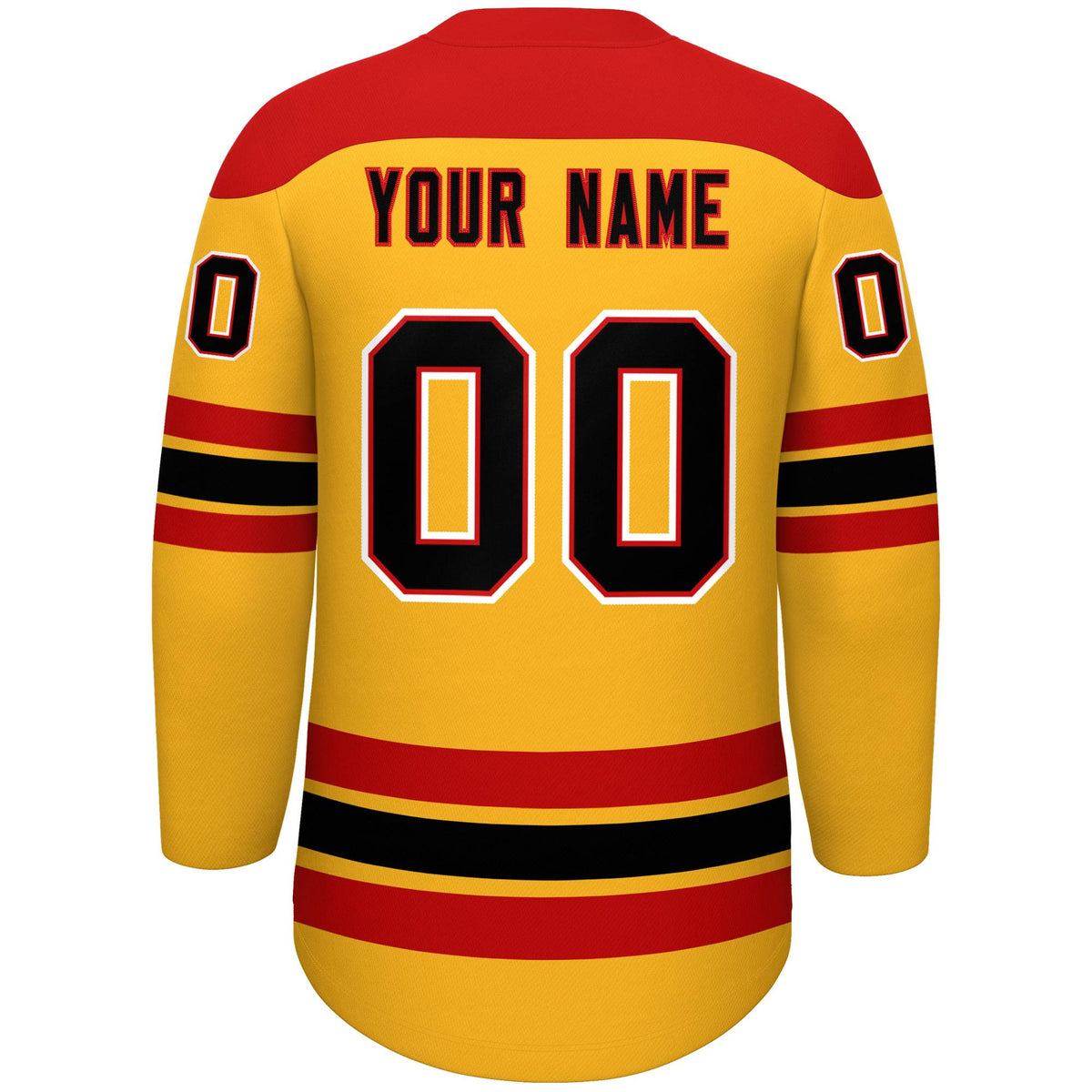 Custom Gold Red Black Personalized Classic Lace-Up Neck Hockey Jersey | KXKSHOP
