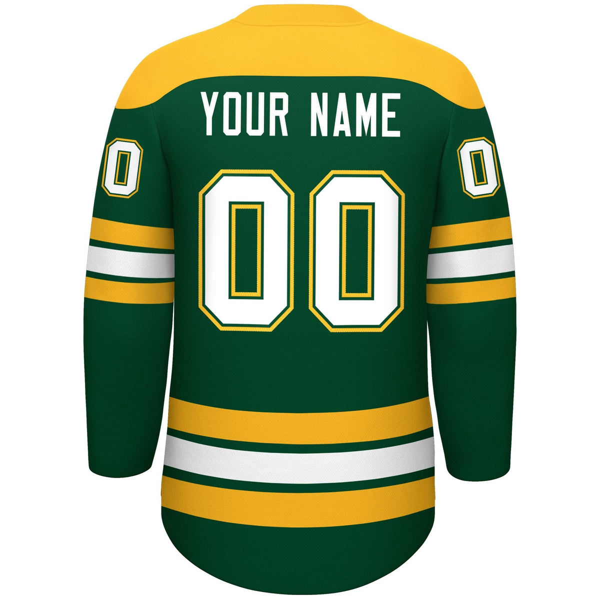 Custom Green Gold White Personalized Classic Lace-Up Neck Hockey Jersey | KXKSHOP