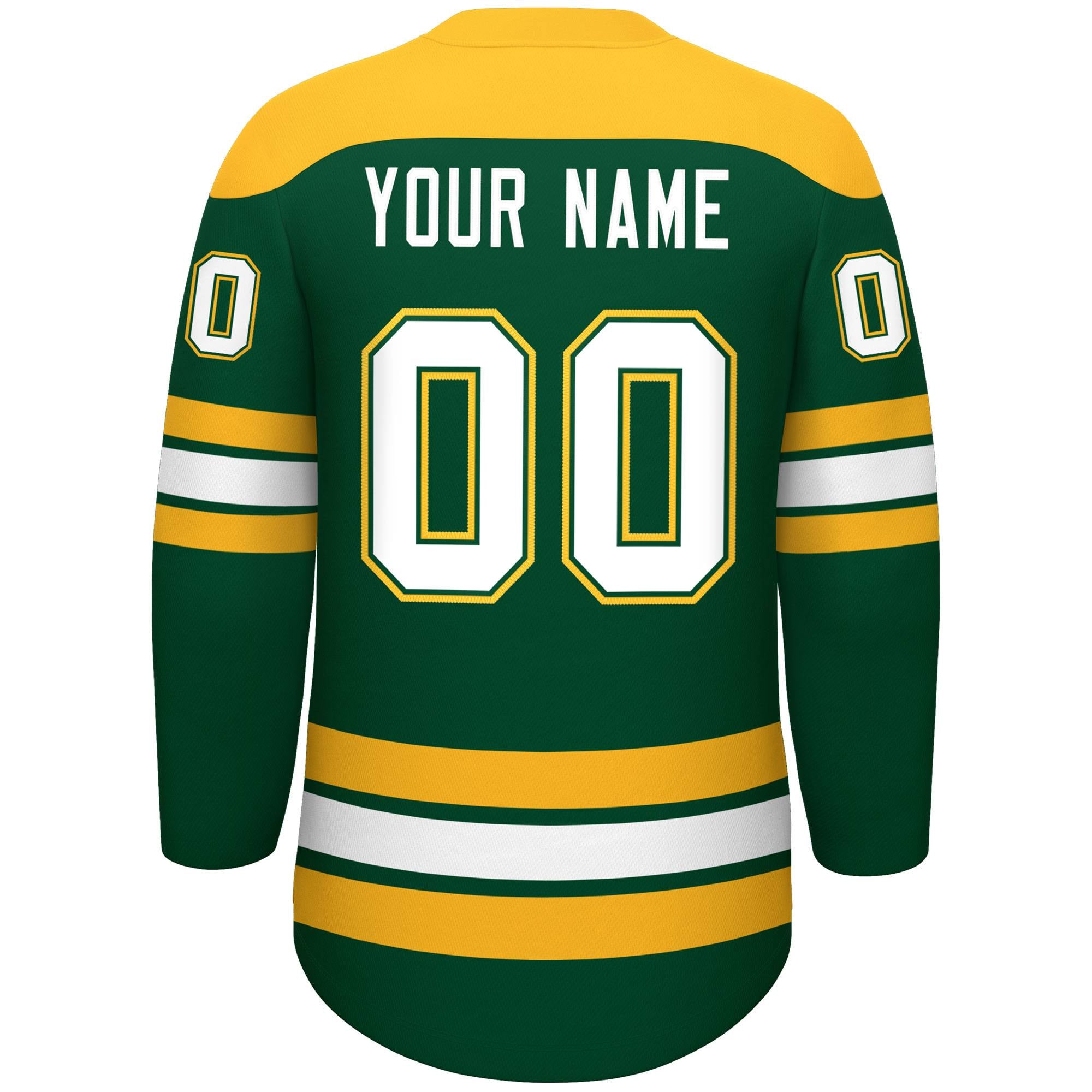 Custom Green Gold White Personalized Classic Lace-Up Neck Hockey Jersey | KXKSHOP