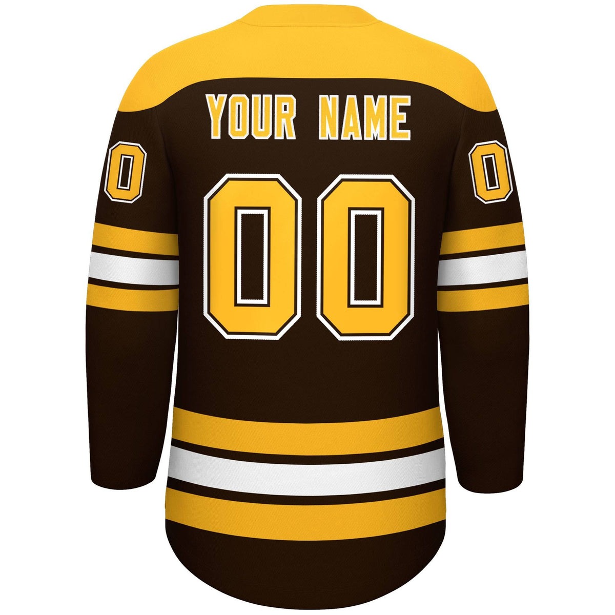 Custom Brown Gold White Personalized Classic Lace-Up Neck Hockey Jersey | KXKSHOP
