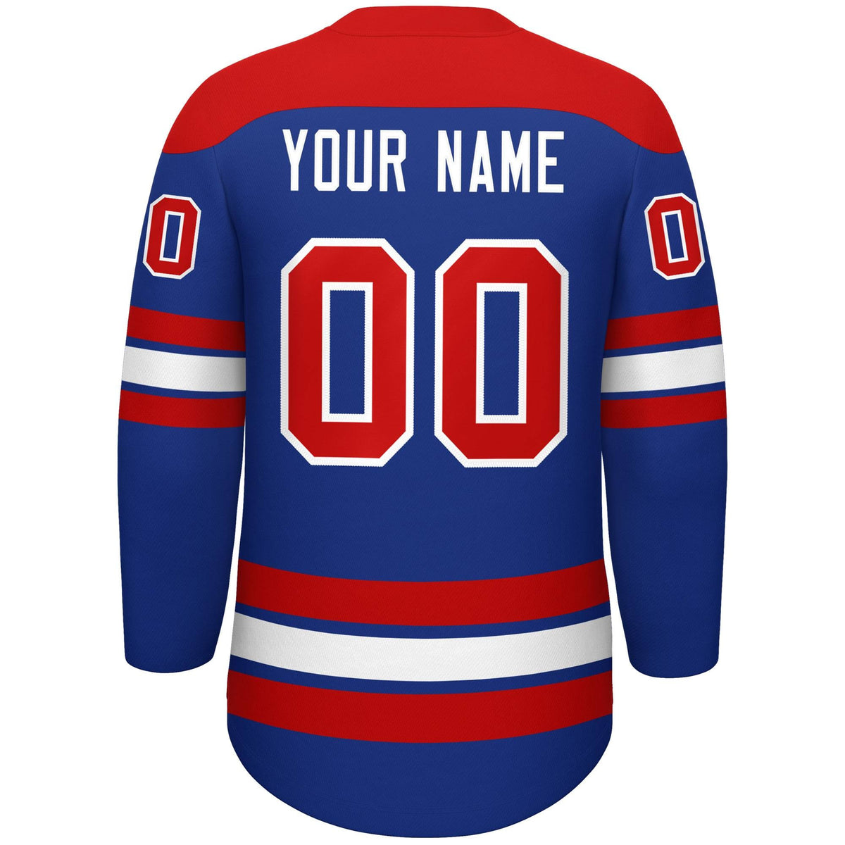 Custom Royal Red White Personalized Classic Lace-Up Neck Hockey Jersey | KXKSHOP