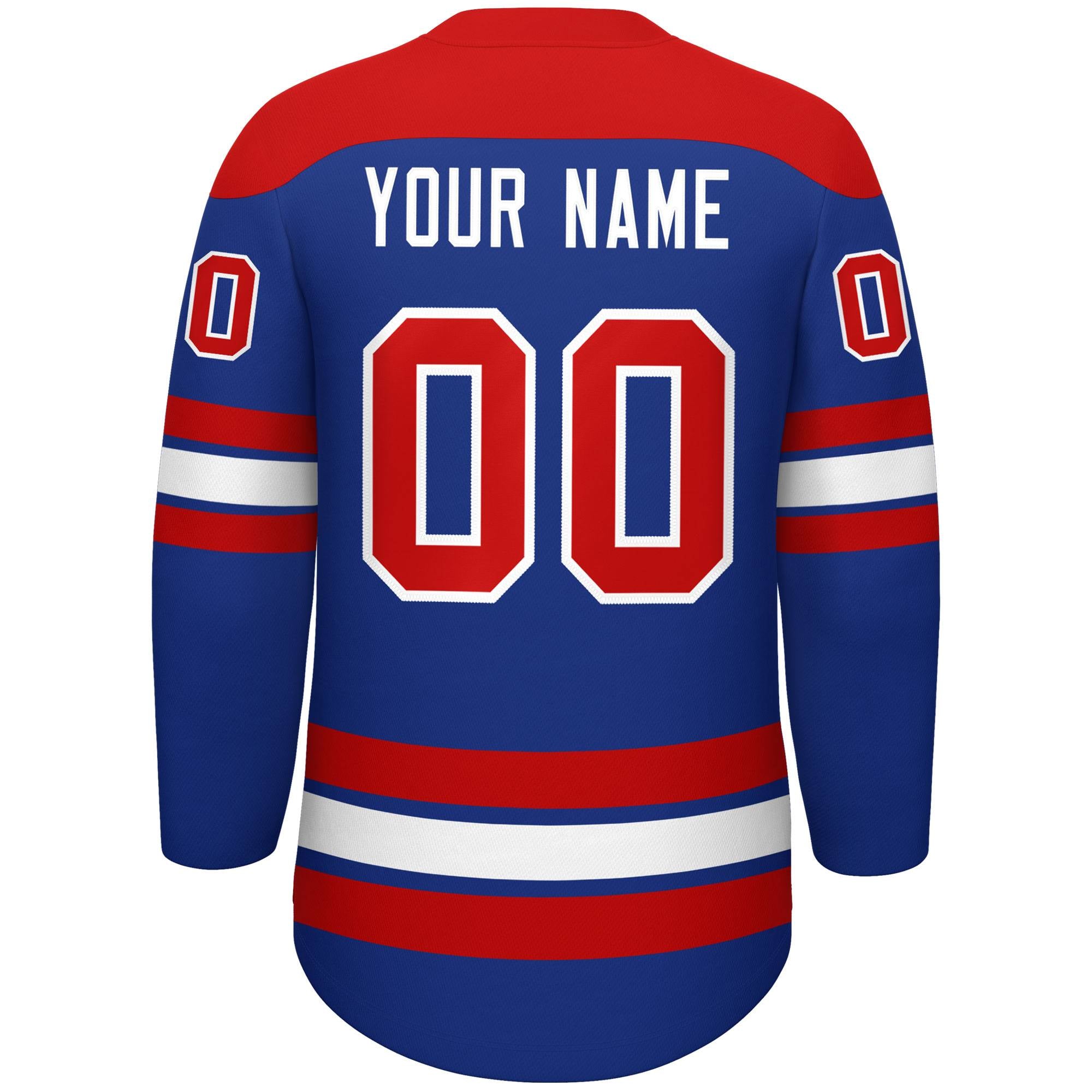 Custom Royal Red White Personalized Classic Lace-Up Neck Hockey Jersey | KXKSHOP