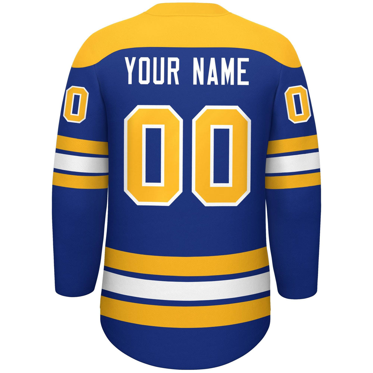 Custom Royal Gold White Personalized Classic Lace-Up Neck Hockey Jersey | KXKSHOP