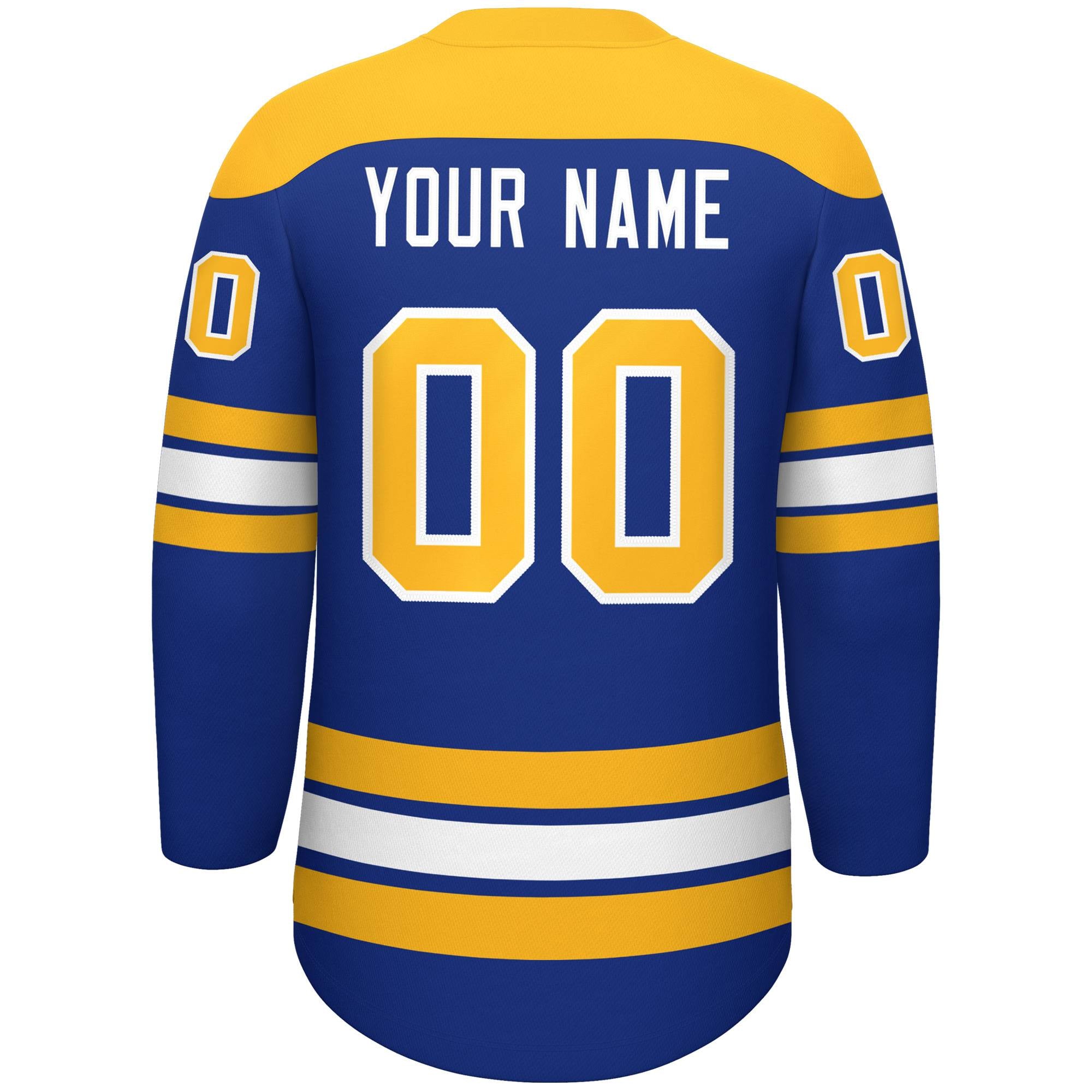 Custom Royal Gold White Personalized Classic Lace-Up Neck Hockey Jersey | KXKSHOP