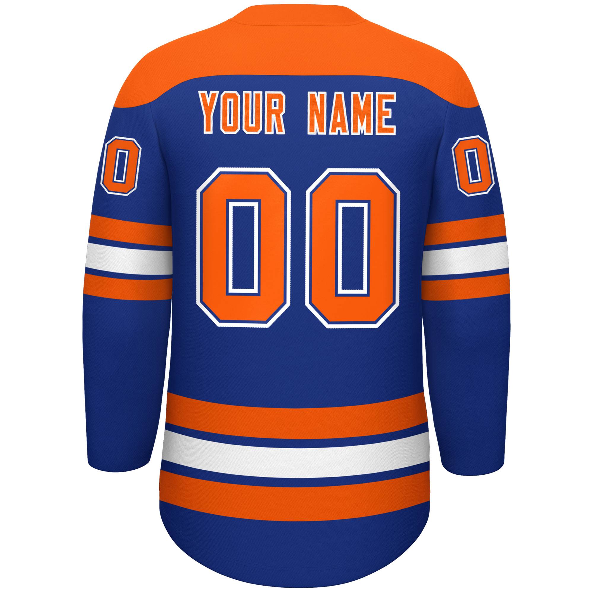 Custom Royal Orange White Personalized Classic Lace-Up Neck Hockey Jersey | KXKSHOP