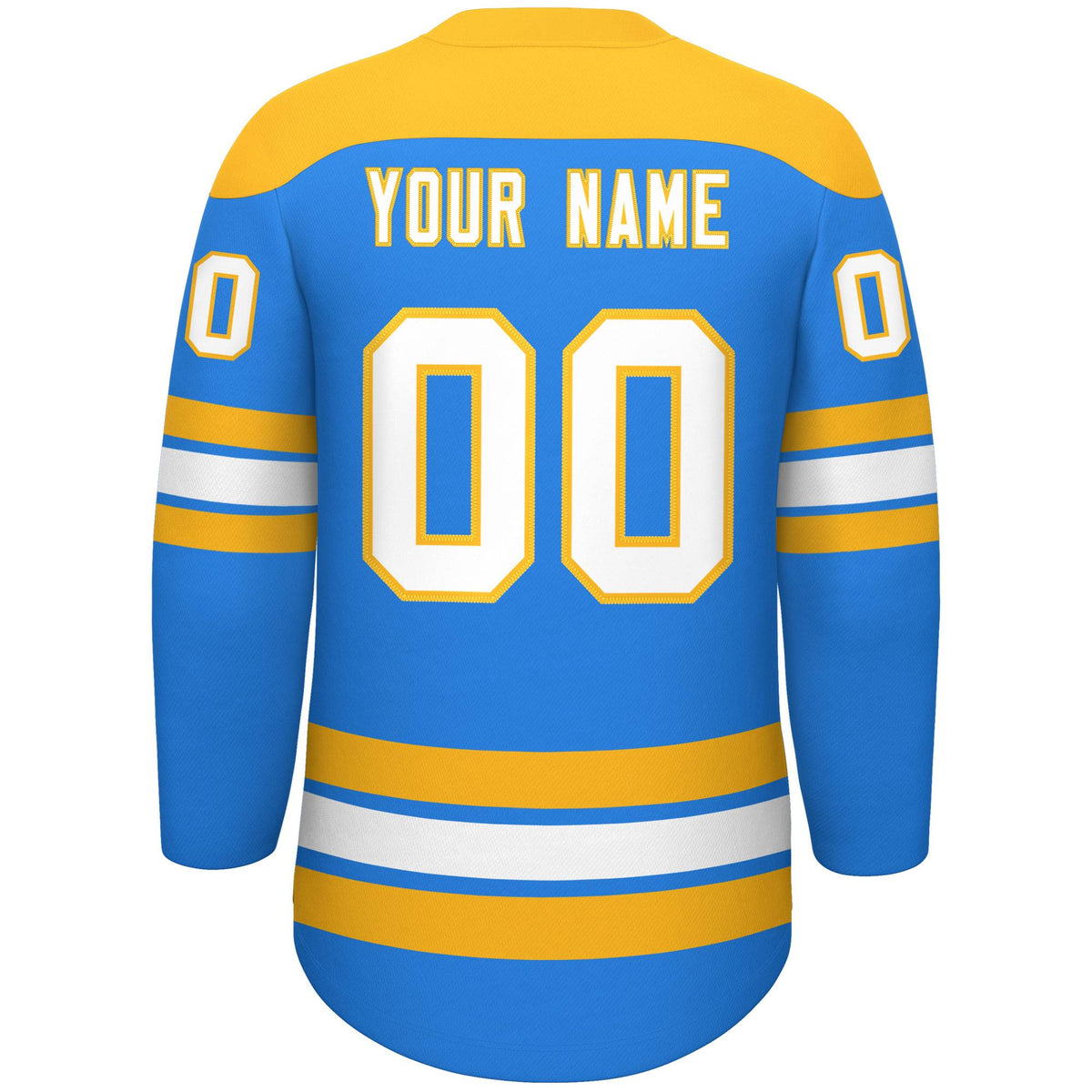 Custom Powder Blue Gold White Personalized Classic Lace-Up Neck Hockey Jersey | KXKSHOP