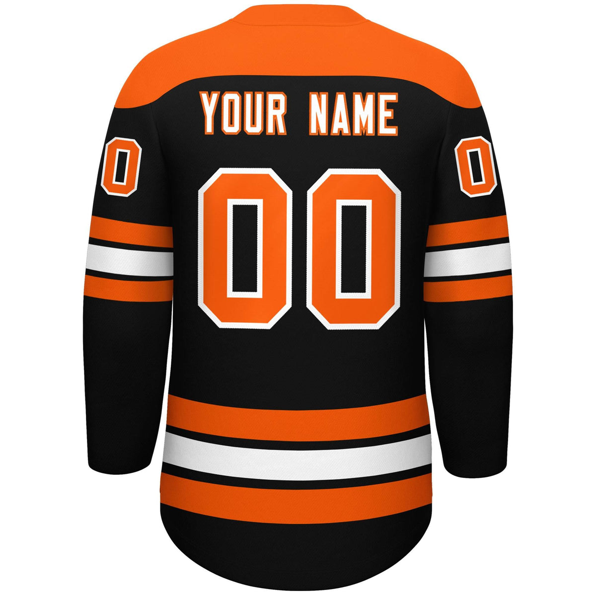 Custom Black Orange White Personalized Classic Lace-Up Neck Hockey Jersey | KXKSHOP