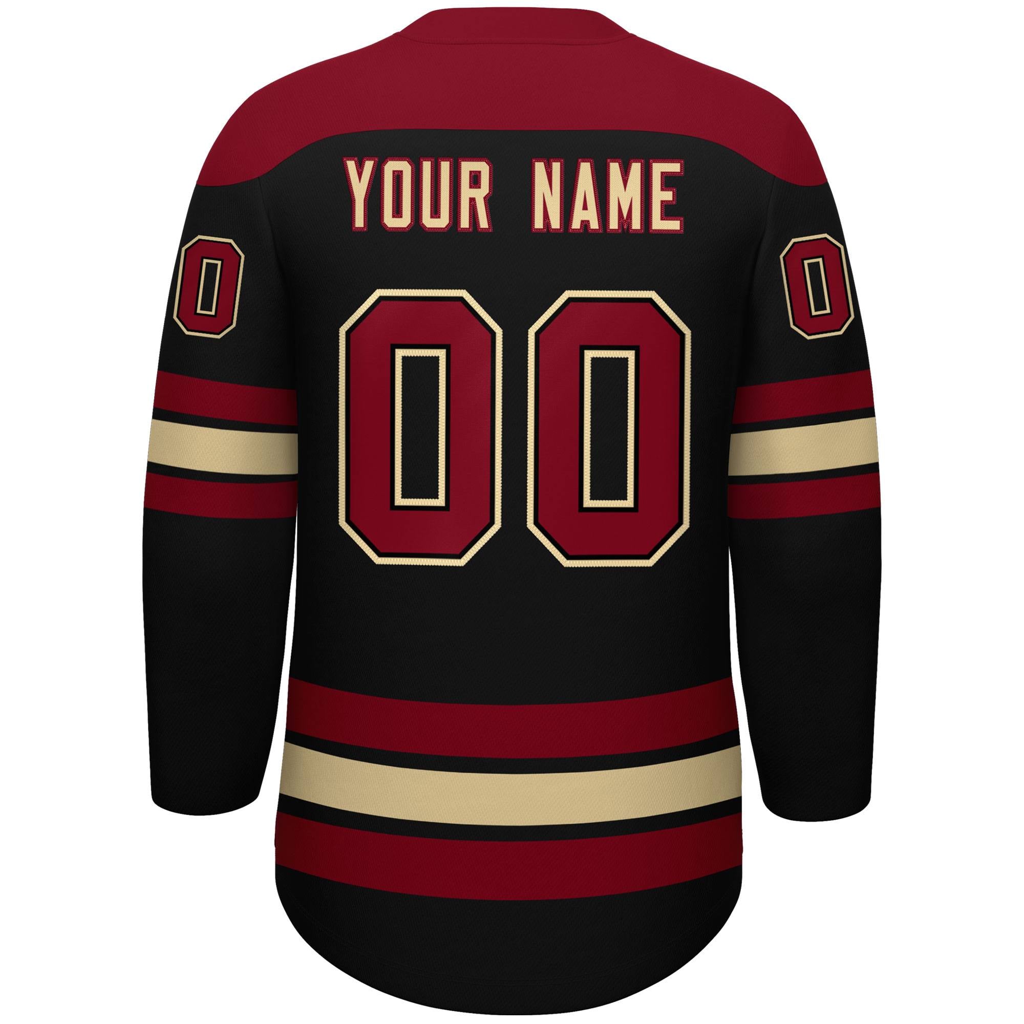 Custom Black Crimson Khaki Personalized Classic Lace-Up Neck Hockey Jersey | KXKSHOP