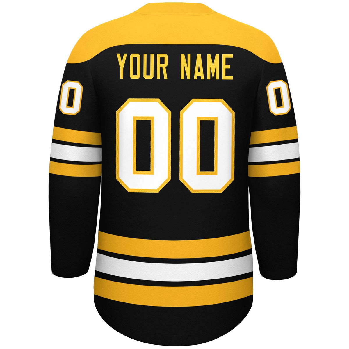 Custom Black Gold White Personalized Classic Lace-Up Neck Hockey Jersey | KXKSHOP