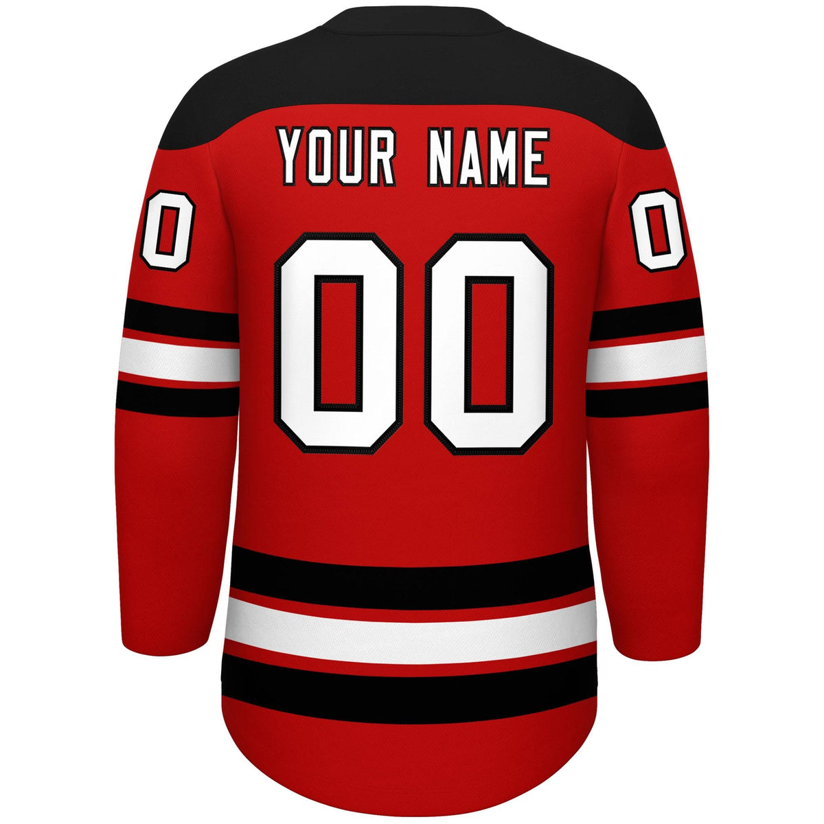 Custom Red Black White Personalized Classic Lace-Up Neck Hockey Jersey | KXKSHOP