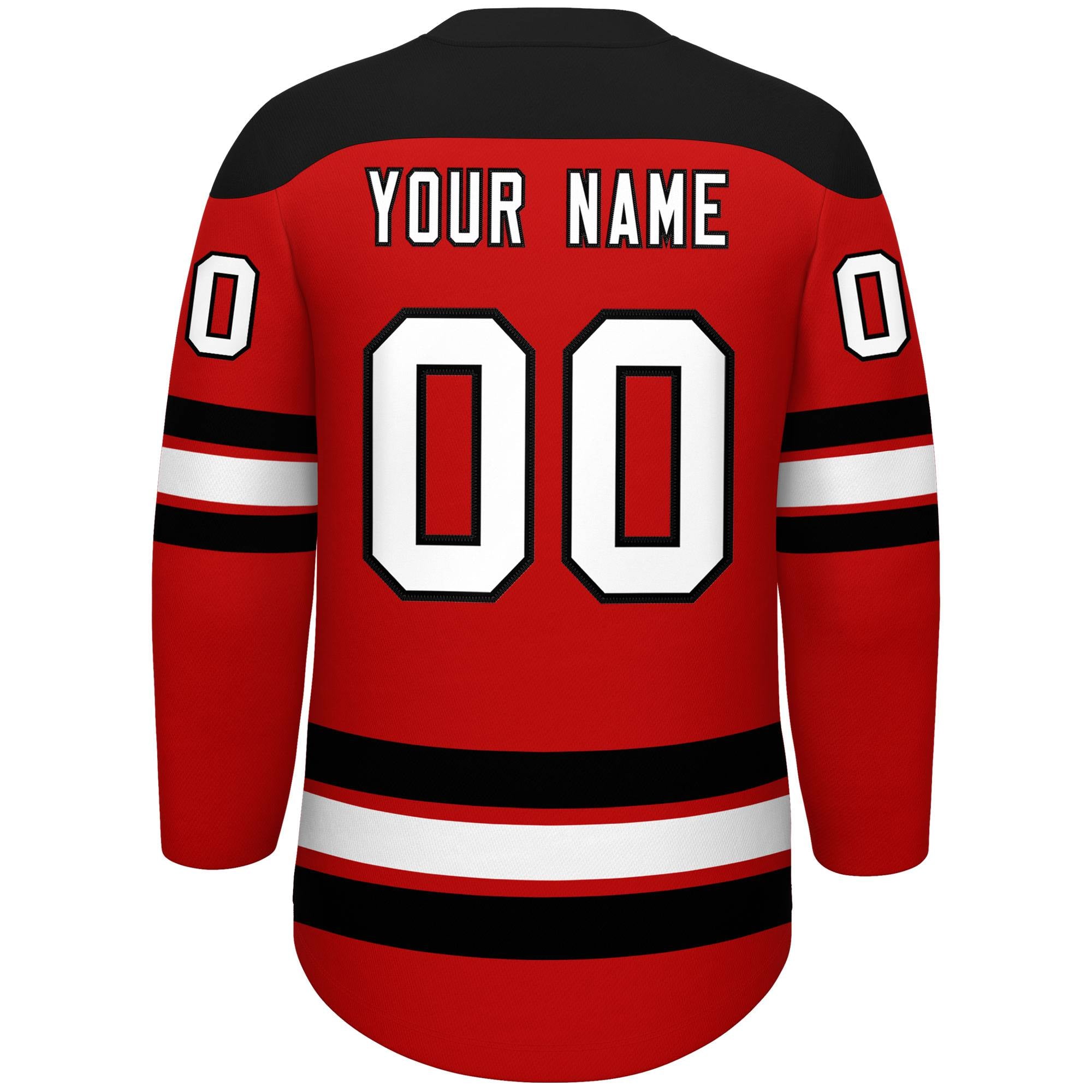 Custom Red Black White Personalized Classic Lace-Up Neck Hockey Jersey | KXKSHOP