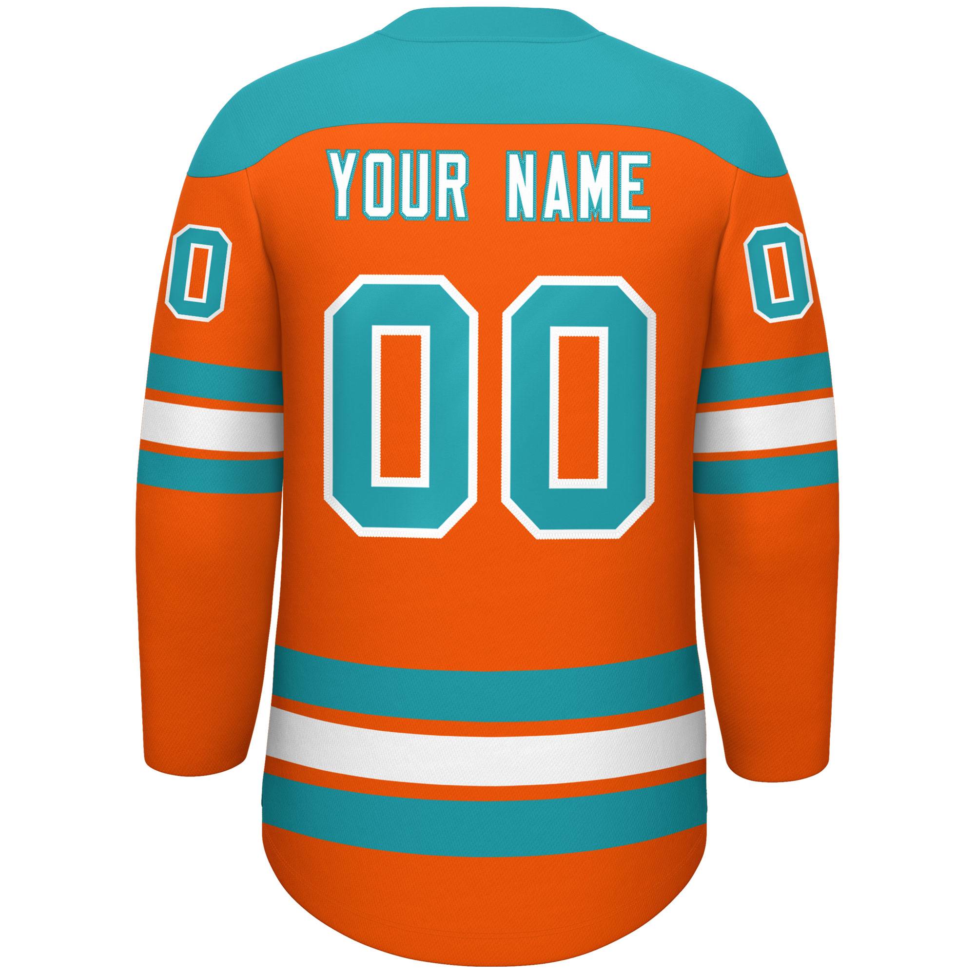 Custom Orange Aqua White Personalized Classic Lace-Up Neck Hockey Jersey | KXKSHOP