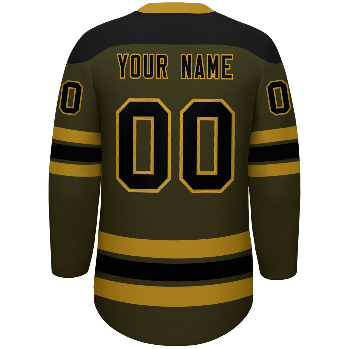 Custom Olive Old Gold Black Personalized Classic Lace-Up Neck Hockey Jersey | KXKSHOP