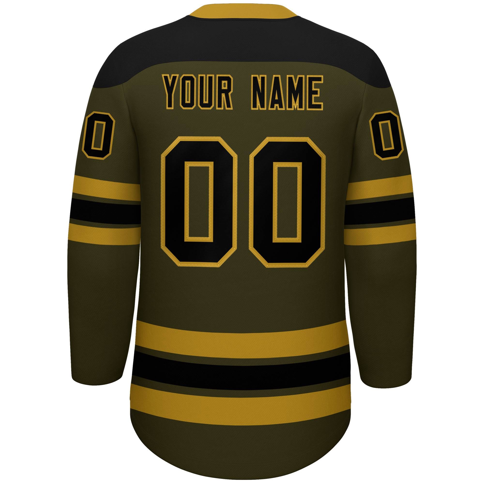 Custom Olive Old Gold Black Personalized Classic Lace-Up Neck Hockey Jersey | KXKSHOP