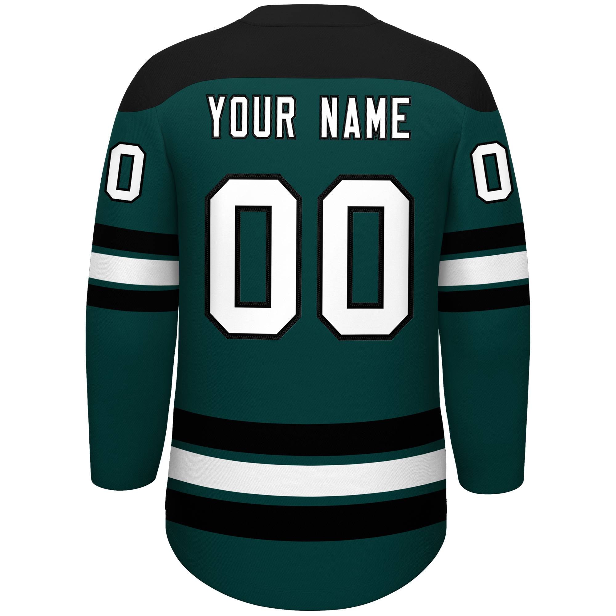 Custom Midnight Green Black White Personalized Classic Lace-Up Neck Hockey Jersey | KXKSHOP