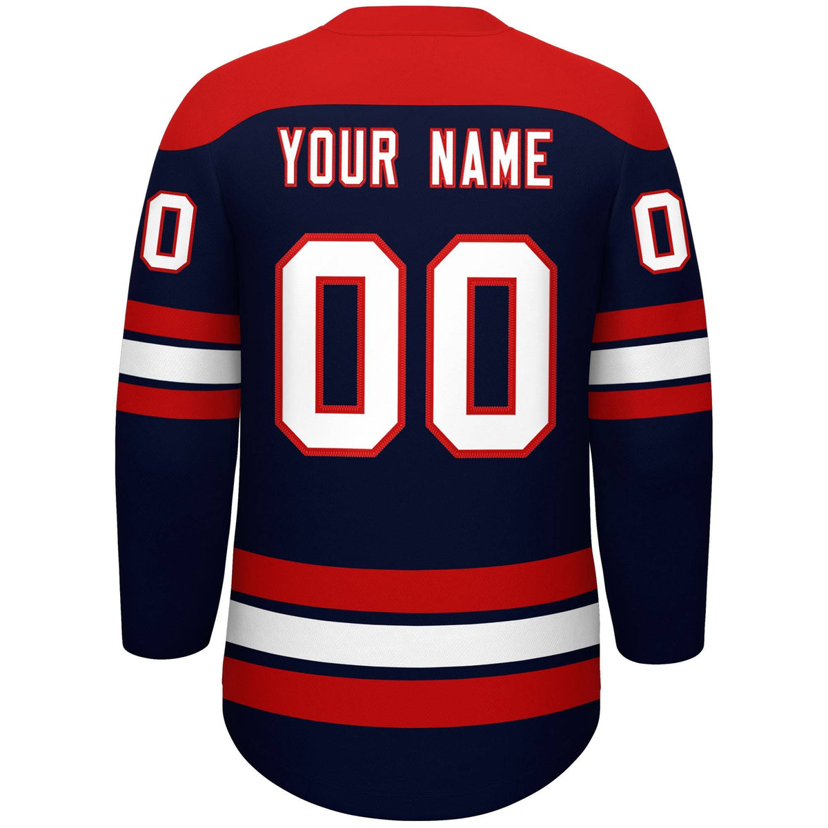 Custom Navy Red White Personalized Classic Lace-Up Neck Hockey Jersey | KXKSHOP
