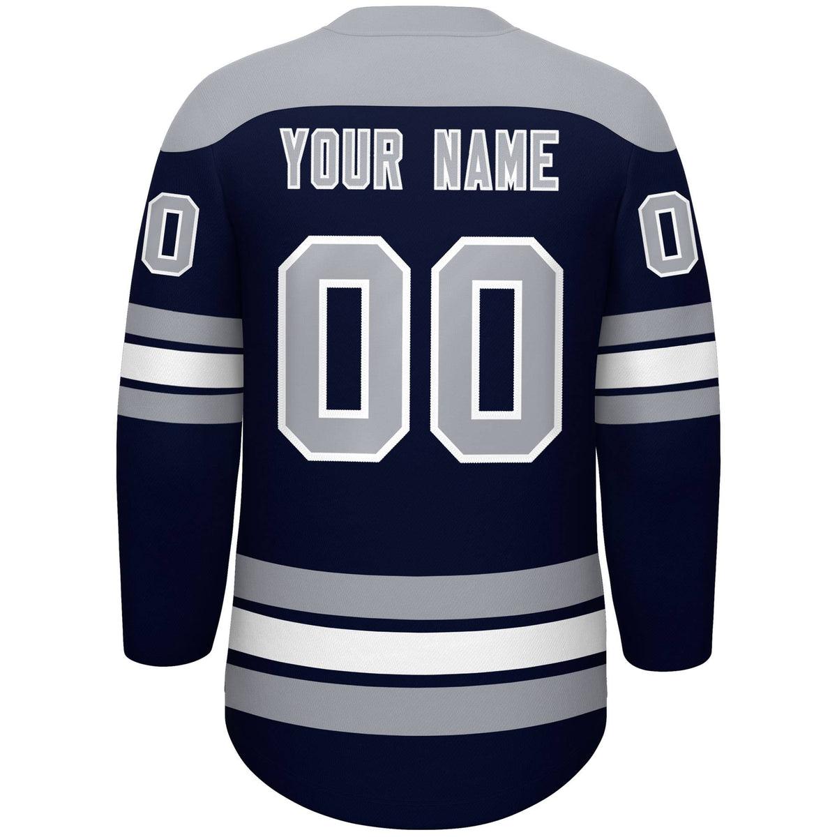 Custom Navy Gray White Personalized Classic Lace-Up Neck Hockey Jersey | KXKSHOP