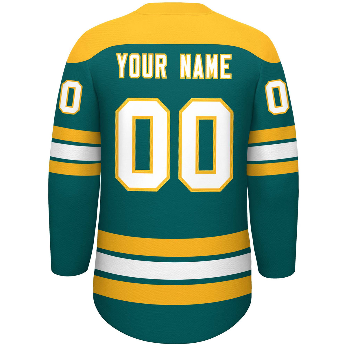 Custom Aqua Gold White Personalized Classic Lace-Up Neck Hockey Jersey | KXKSHOP